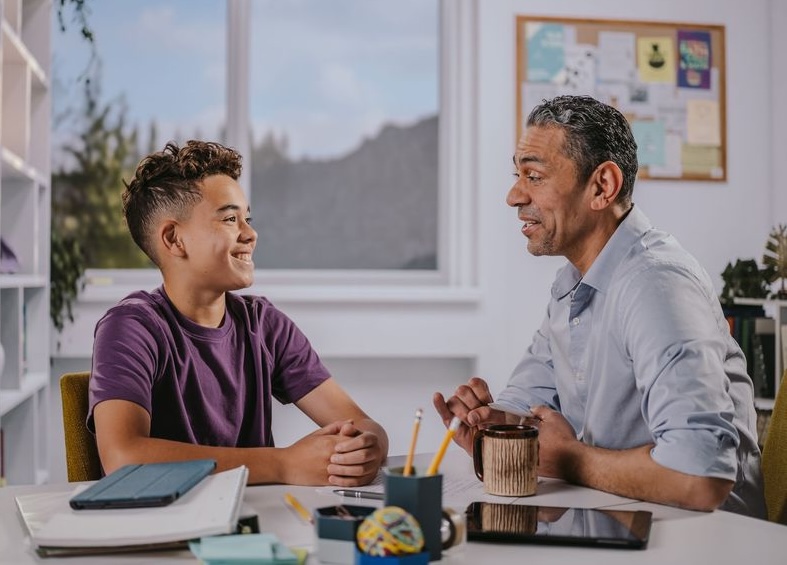 Student and teacher studying