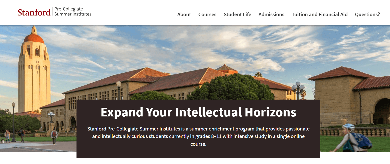 Stanford Pre-Collegiate Summer Institutes homepage: Expand Your Intellectual Horizons